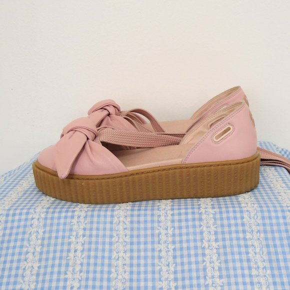 Puma Fenty Pink Bow Creepers With Laces 8 - Picture 2 of 5